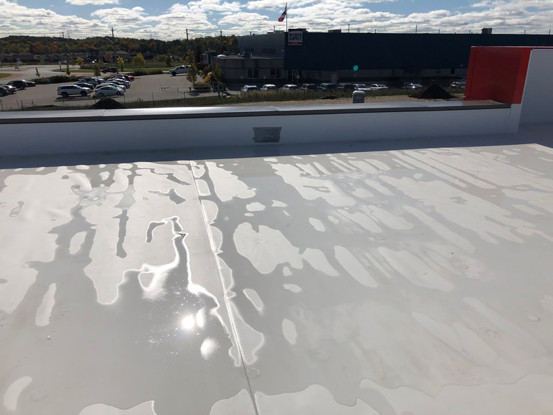 Aerial photo of Becker Bros Trucking's  flat roofing in Kitchener, Ontario